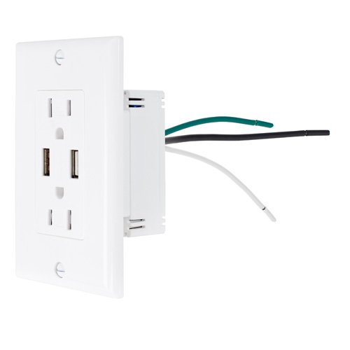 NewerTech Power2U AC 15A Outlet W/ 2x USB Charging Ports, 2x AC 110/120V White Color. By Newer Technology