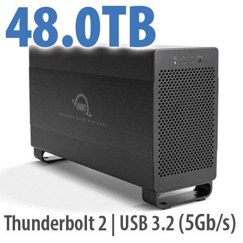 48.0TB OWC Mercury Elite Pro Dual RAID Thunderbolt 2 + USB 3.2 (5Gb/s) External Storage Solution By Other World Computing